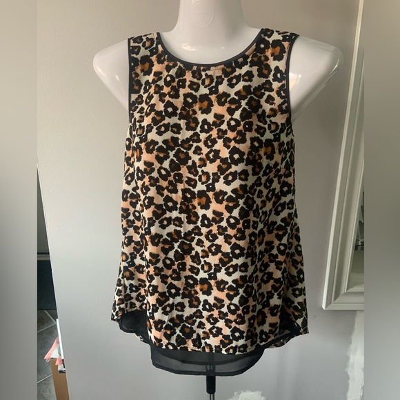 Leopard Print tank top with sheer black underlay - Picture 1 of 3